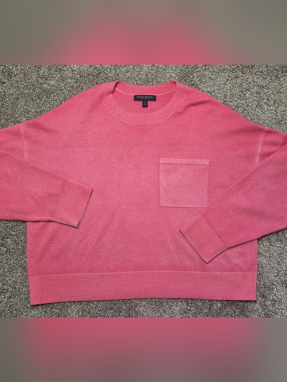 Banana Republic 100% Cashmere Oversized Pink Crewneck Sweater S